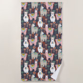 Colorful Llamas Pattern Strandlaken (Voorkant)