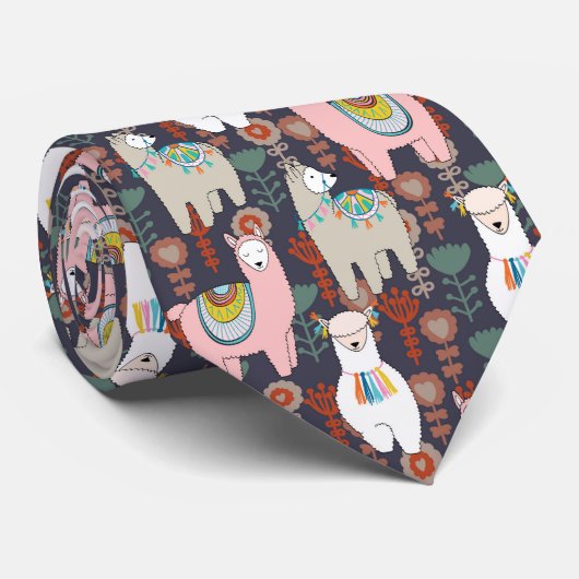 Colorful Llamas Pattern Stropdas (Opgerold)