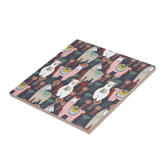 Colorful Llamas Pattern Tegeltje (Zijkant)