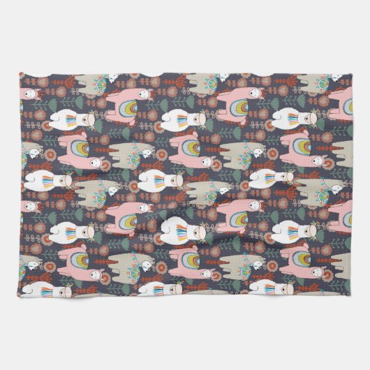 Colorful Llamas Pattern Theedoek (Horizontaal)