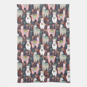 Colorful Llamas Pattern Theedoek