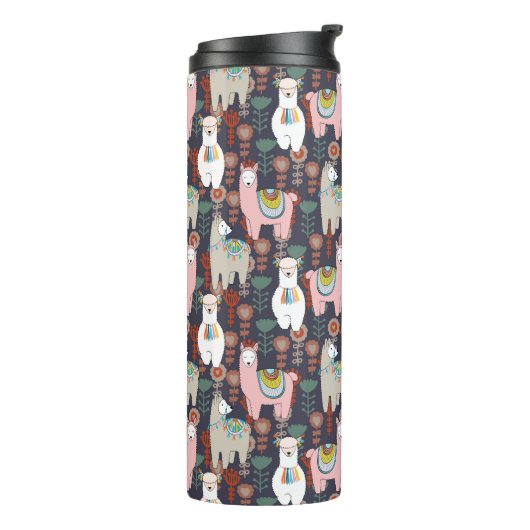 Colorful Llamas Pattern Thermosbeker (Gedraaid links)