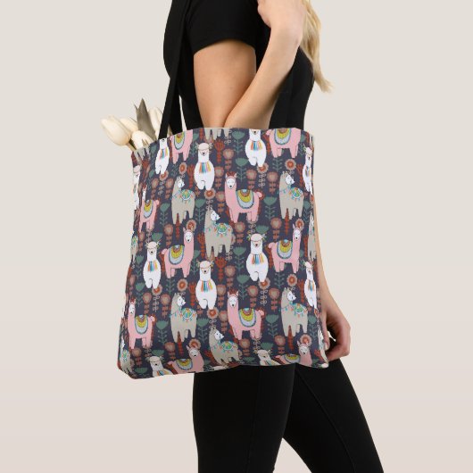 Colorful Llamas Pattern Tote Bag (Dichtbij)
