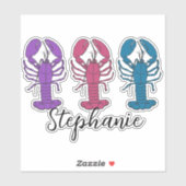 Colorful Lobsters Personalized Crustacean Sticker (Vel)