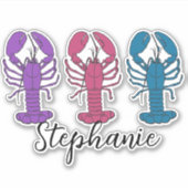 Colorful Lobsters Personalized Crustacean Sticker (Voorkant)