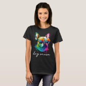 Colorful Long Haired French Bulldog Mom T-shirt (Voorkant volledig)