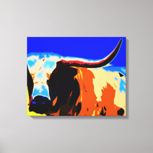 Colorful Longhorn Canvas Afdruk