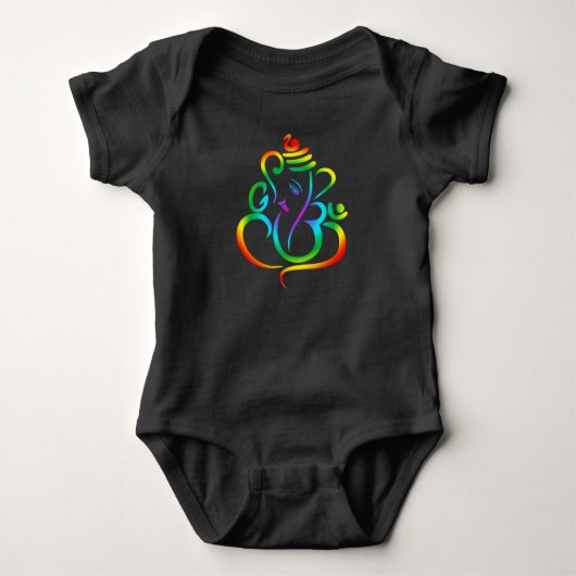 Colorful Lord Ganesha over zwart Romper (Voorkant)