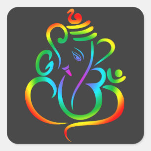 Colorful Lord Ganesha over zwart Vierkante Sticker