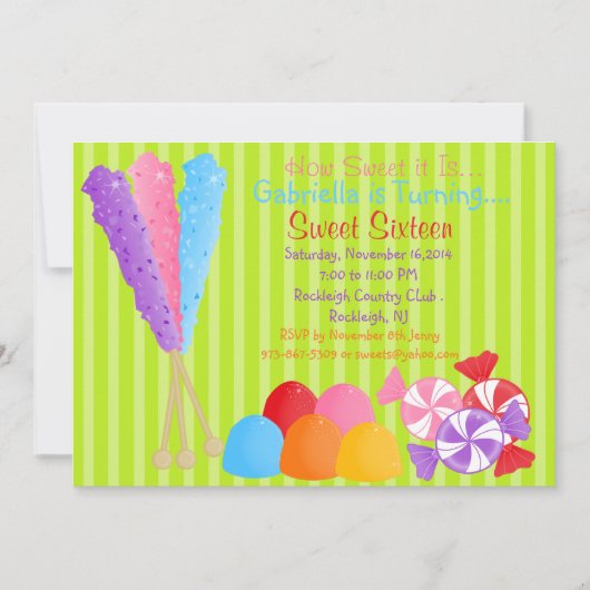 Colorful Lots of Snoep Sweet 16 Invitation Kaart (Voorkant)