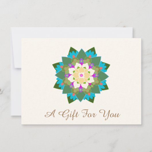 Colorful Lotus Floral Mandala Gift Certificate (Voorkant)