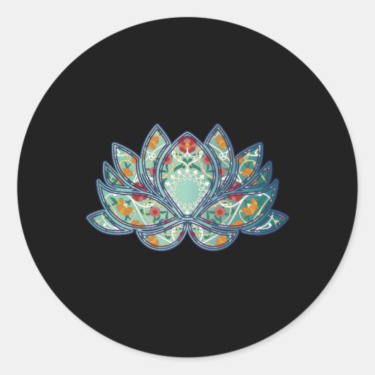Colorful Lotus Flower Ronde Sticker (Voorkant)