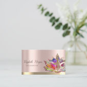 Colorful Lotus Flower Roos Gold Yoga Girl Visitekaartje (Staand voorkant)