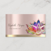Colorful Lotus Flower Roos Gold Yoga Instructor Visitekaartje (Voorkant)