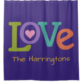 Colorful Love aangepaste naam douchegordijn