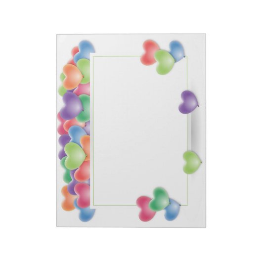 Colorful Love Heart Balloons Lijst Notitieblok (Linkerzijde)