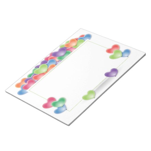 Colorful Love Heart Balloons Lijst Notitieblok (Schuin)