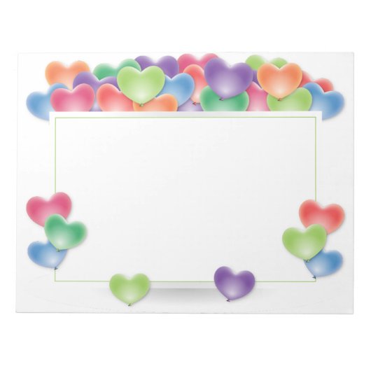 Colorful Love Heart Balloons Lijst Notitieblok (Voorkant)