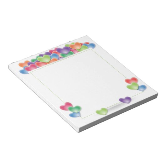 Colorful Love Heart Balloons Lijst Notitieblok (Schuin)