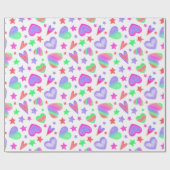 Colorful Love Heart Romantic Girly Pattern Modern Cadeaupapier (Vlak)