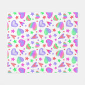 Colorful Love Heart Romantic Girly Pattern Modern Fleece Deken (Voorkant (Horizontaal))
