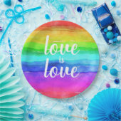 Colorful Love is Love Rainbow Papieren Bordje (Feest)