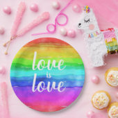 Colorful Love is Love Rainbow Papieren Bordje (Feest)