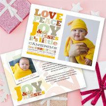 Colorful Love Peace Joy and Baby Kisses Letters