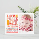 Colorful Love Peace Joy and Baby Kisses Letters Kaart (Staand voorkant)