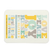 Colorful Love Peace Joy and Baby Kisses Letters Magneet (Horizontaal)