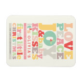 Colorful Love Peace Joy and Baby Kisses Letters Magneet (Horizontaal)