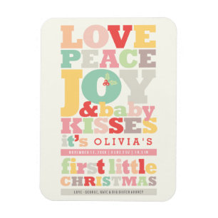 Colorful Love Peace Joy and Baby Kisses Letters Magneet