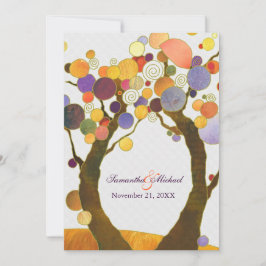 Colorful Love Trees Modern Wedding Kaart