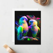 COLORFUL LOVEBIRD, CUTE LOVEBIRD, NOTITIEKAARTJE (Voorkant / Achterkant in situ)