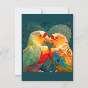 COLORFUL LOVEBIRD, KUSTVLOOT VOGELS NOTITIEKAARTJE