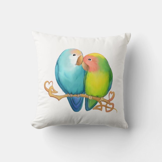 Colorful Lovebird Pillow Kussen (Voorkant)