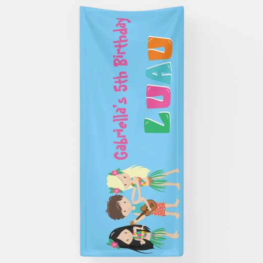 Colorful Luau Kinder Party Banner (Verticaal)