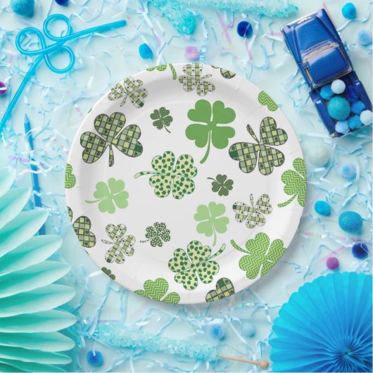 Colorful Lucky clovers Papieren Bordje (Feest)