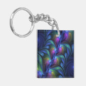 Colorful Luminous Abstract Blue Pink Green Fractal Sleutelhanger (Voorkant Links)
