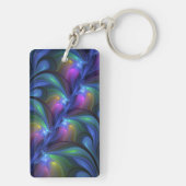 Colorful Luminous Abstract Blue Pink Green Fractal Sleutelhanger (achterkant)