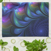 Colorful Luminous Abstract Blue Pink Green Fractal Theedoek (Gevouwen)