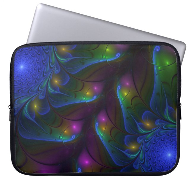 Colorful Luminous Abstract Modern Fractal Art Laptop Sleeve (Voorkant)