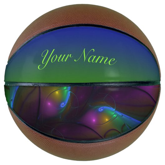 Colorful Luminous Abstract Modern Fractal Art Name Basketbal (Voorkant)
