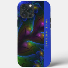 Colorful Luminous Abstract Modern Fractal Art Name Case-Mate iPhone Case