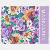 Colorful lush zomerbloemen collage fleece deken (Voorkant (Horizontaal))