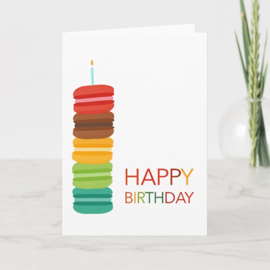 Colorful Macaron Stack Happy Birthday  – Modern Kaart (Voorkant)