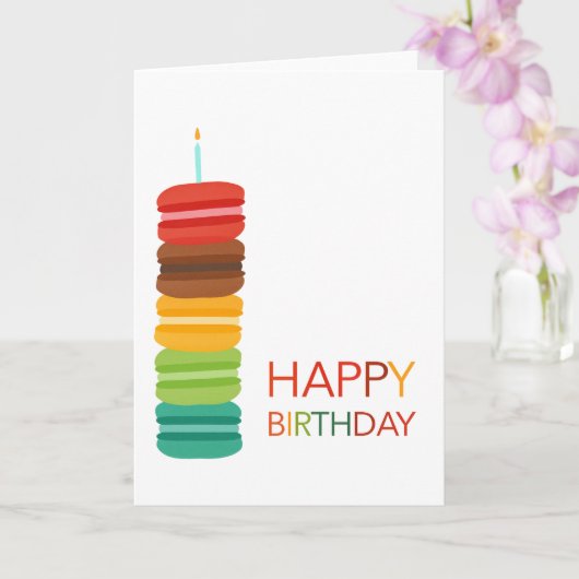 Colorful Macaron Stack Happy Birthday  – Modern Kaart (Orchidee)