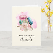 Colorful Macarons and Flowers Waterverf Birthday Kaart (Gele Bloem)
