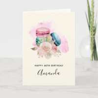 Colorful Macarons and Flowers Waterverf Birthday