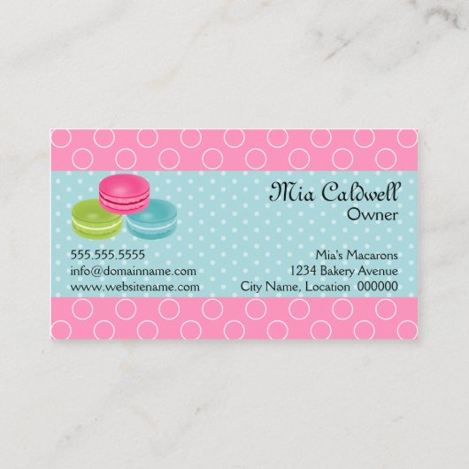 Colorful Macarons Bakery Visitekaartje (Achterkant)